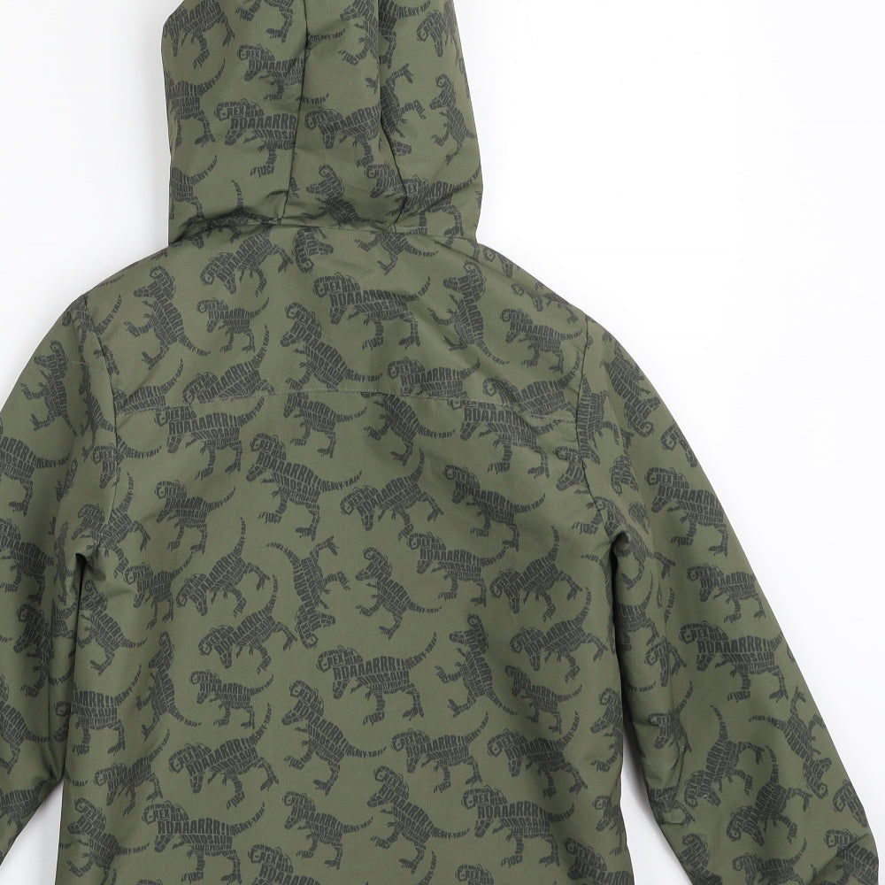 Primark Boys Green Animal Print  Jacket  Size 6-7 Years  Zip - Dinosaur - Rex