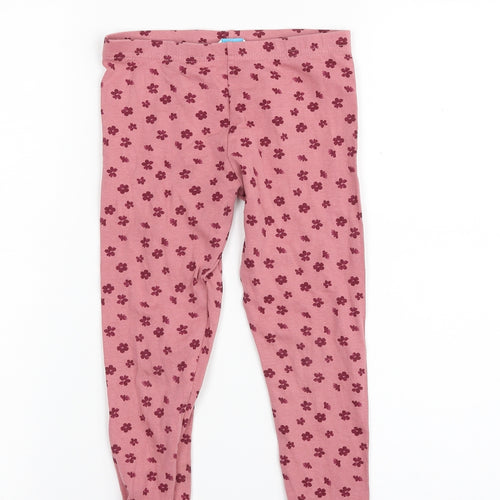 Primark Girls Pink Floral Cotton Jegging Trousers Size 6-7 Years  Slim