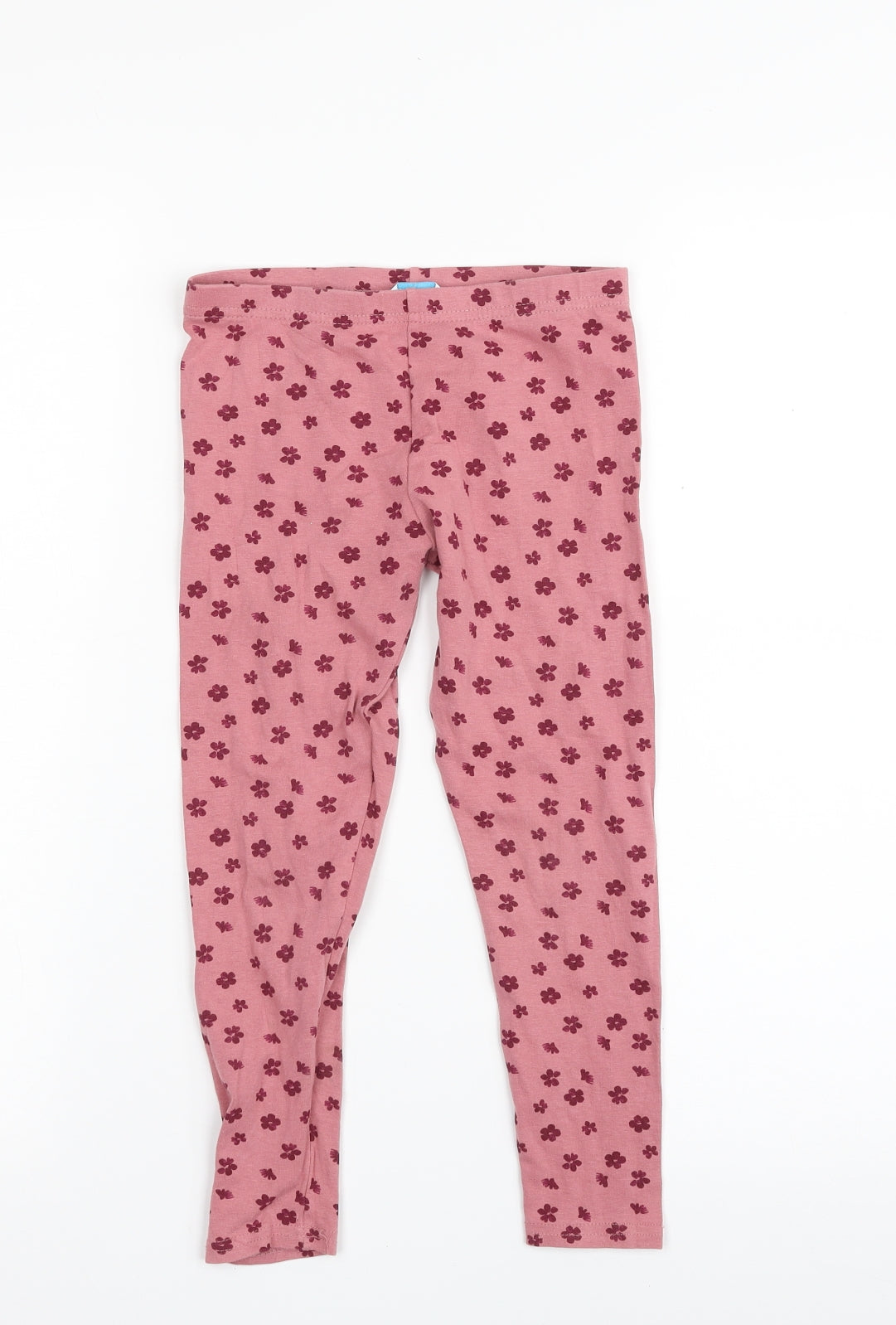 Primark Girls Pink Floral Cotton Jegging Trousers Size 6-7 Years  Slim