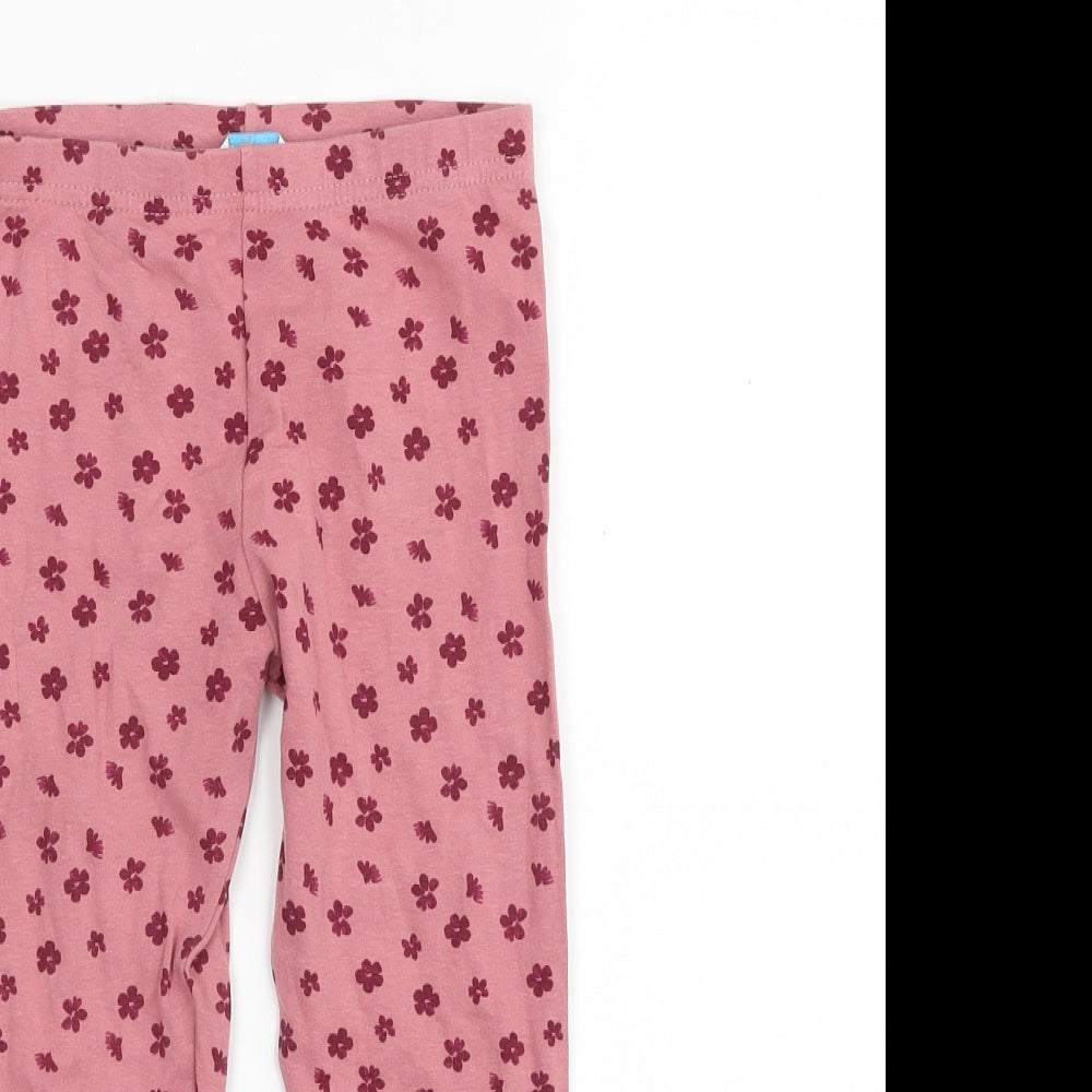 Primark Girls Pink Floral Cotton Jegging Trousers Size 6-7 Years  Slim