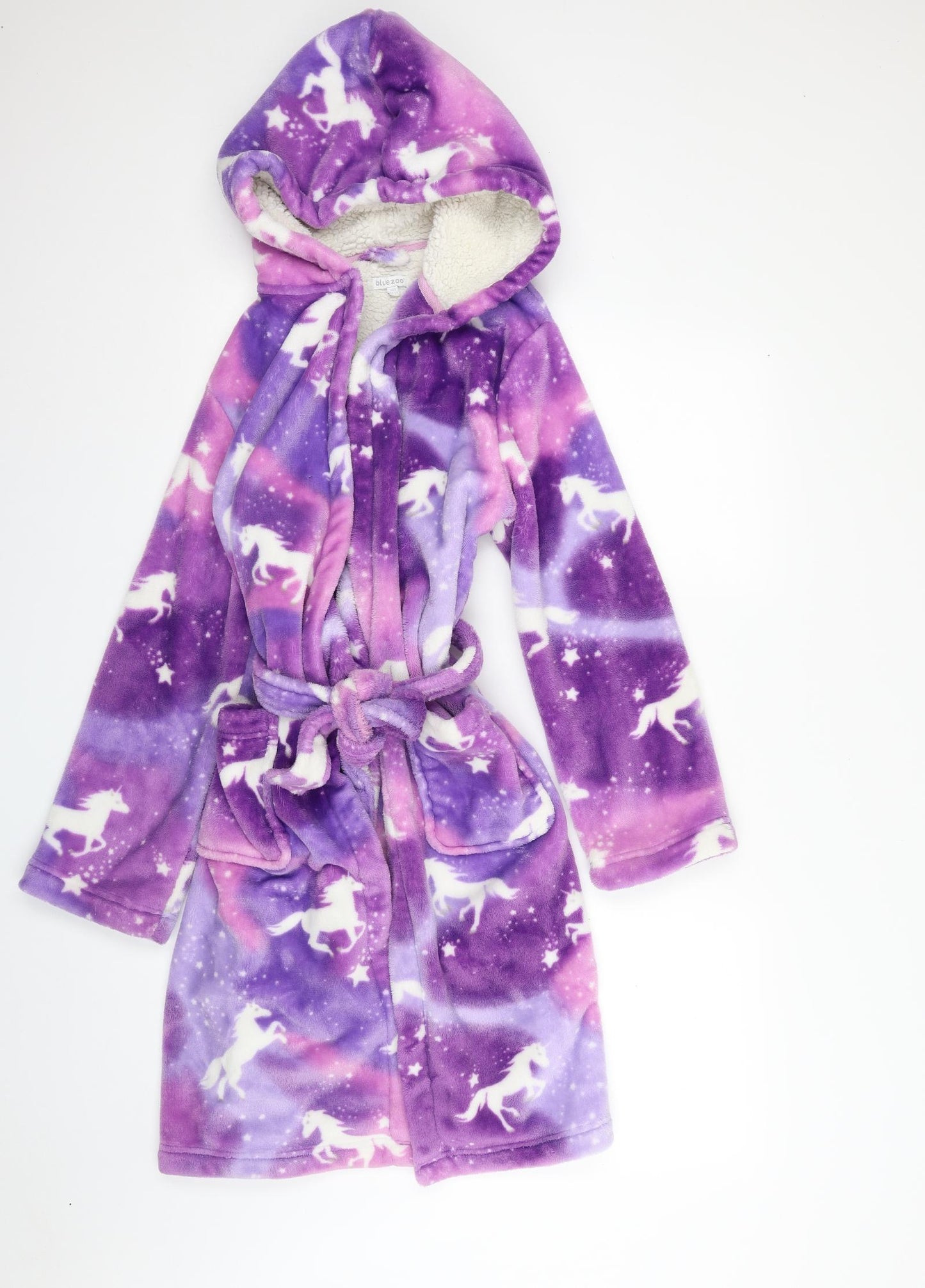 Blue Zoo Girls Purple Animal Print 100% Polyester Top Robe Size 12-13 Years  Tie - Unicorn