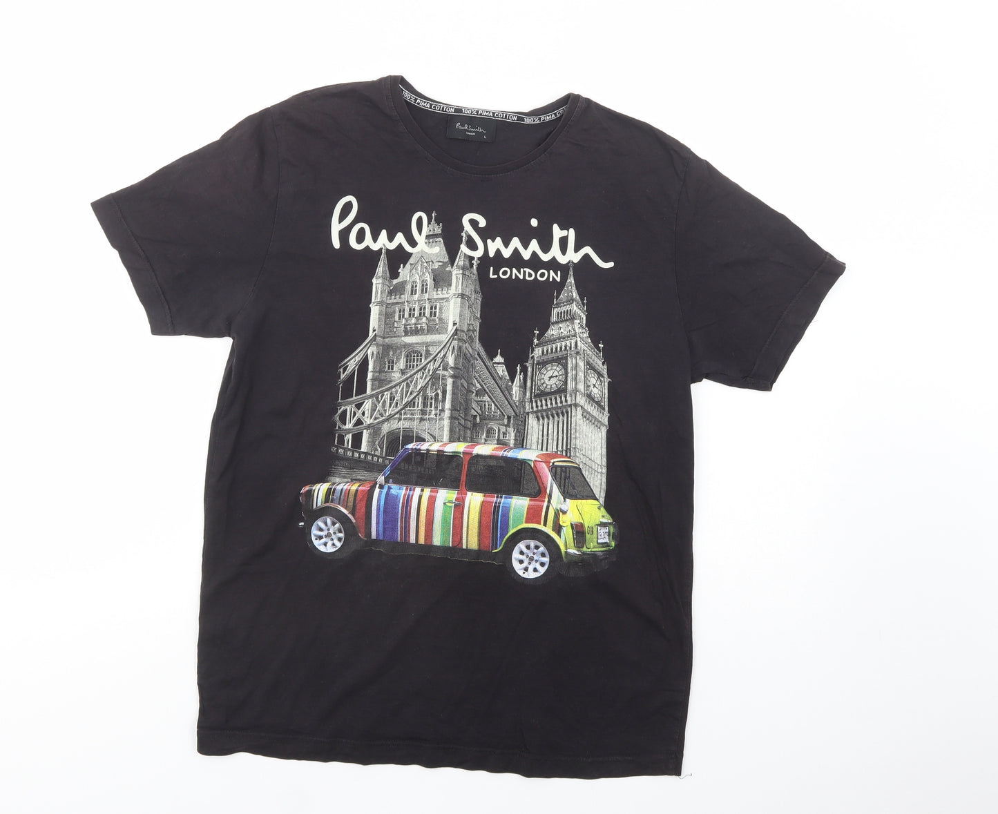 Paul Smith Womens Black  Cotton Basic T-Shirt Size L Crew Neck - London