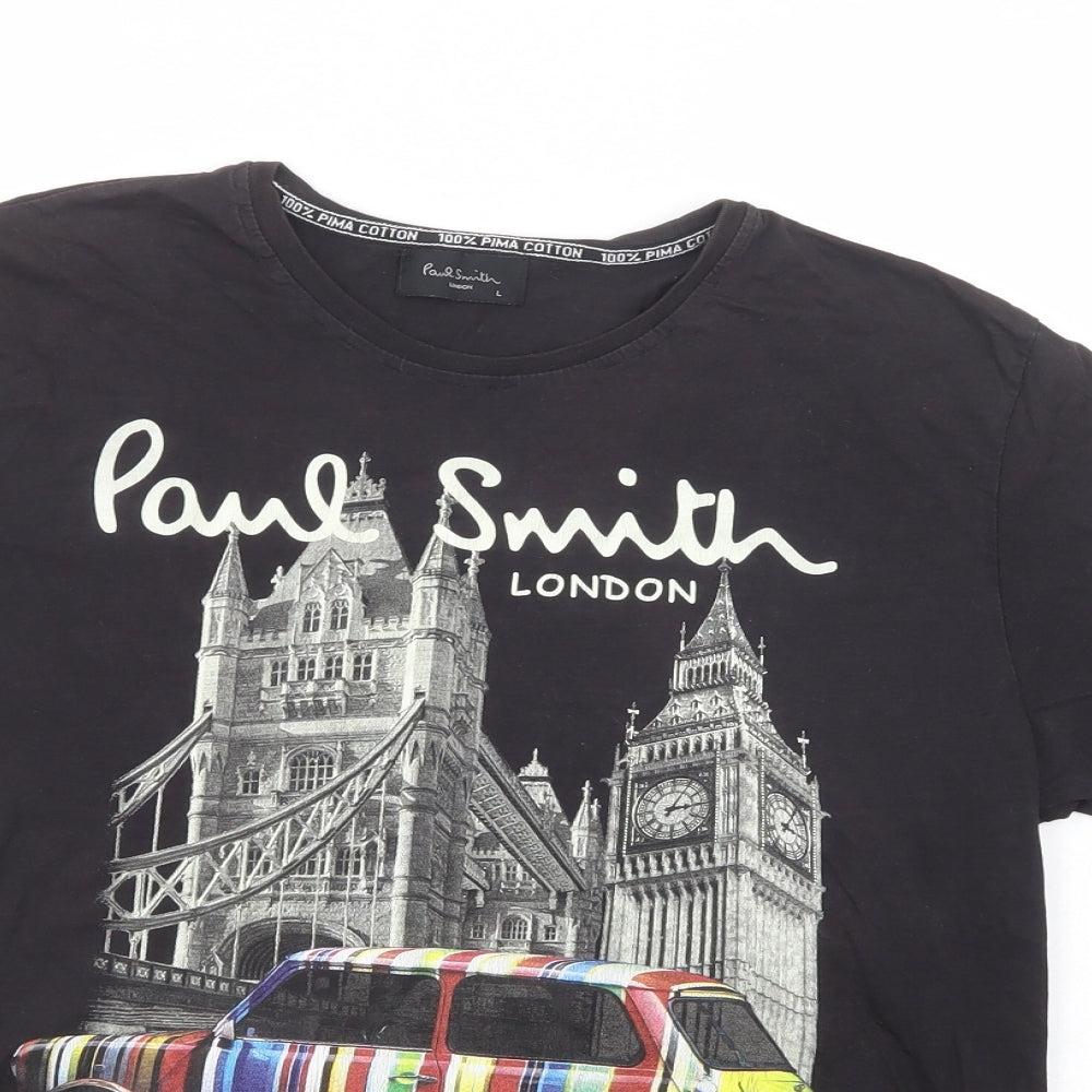 Paul Smith Womens Black  Cotton Basic T-Shirt Size L Crew Neck - London