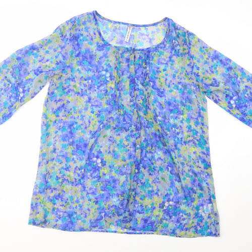 Ze-Ze Concept Womens Beige Floral Polyester Tunic Blouse Size XL Scoop Neck