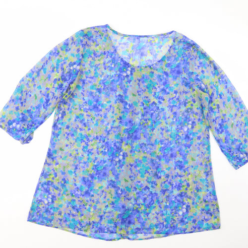 Ze-Ze Concept Womens Beige Floral Polyester Tunic Blouse Size XL Scoop Neck