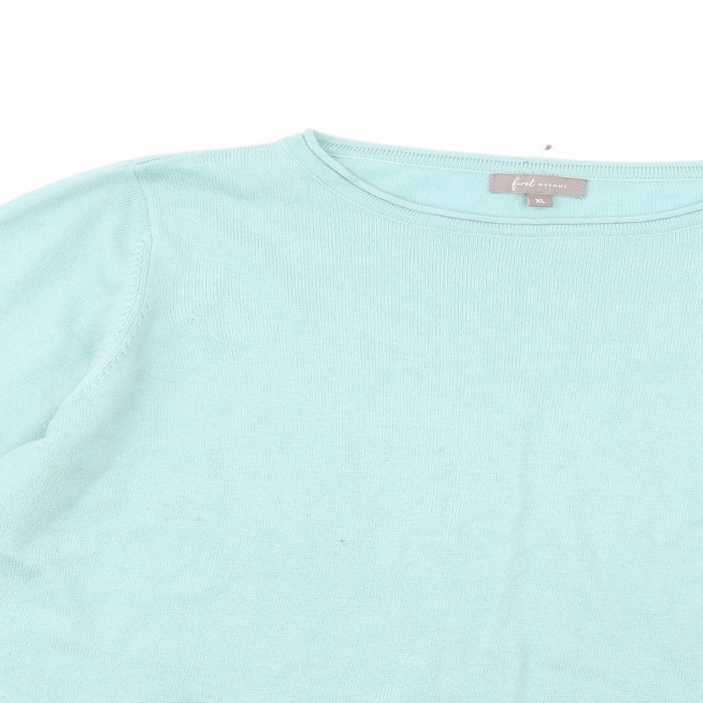 First Avenue Womens Green Crew Neck  Viscose Pullover Jumper Size XL