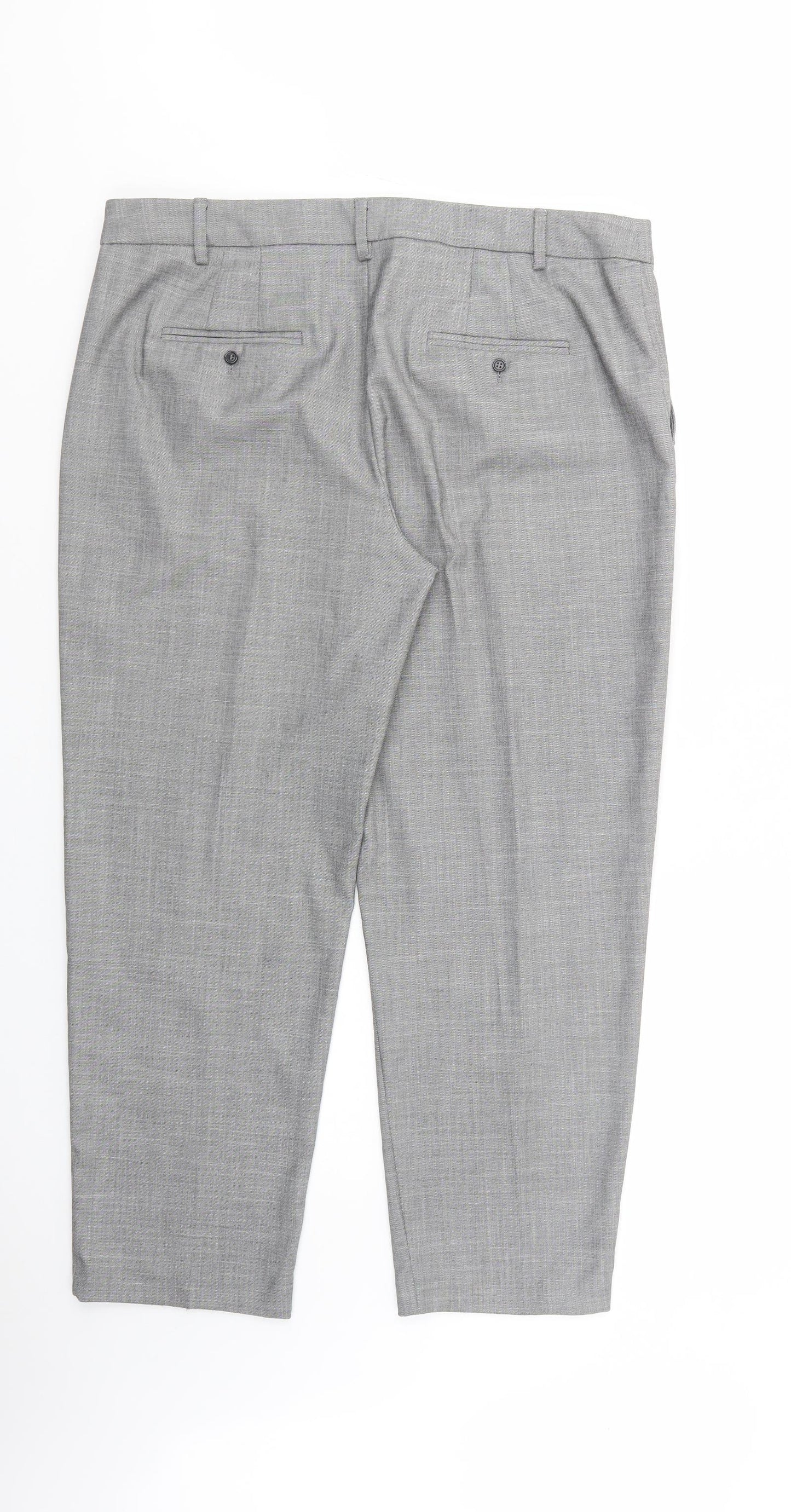 Marks and Spencer Womens Grey  Polyester Dress Pants Trousers Size 16 L28 in Regular Button