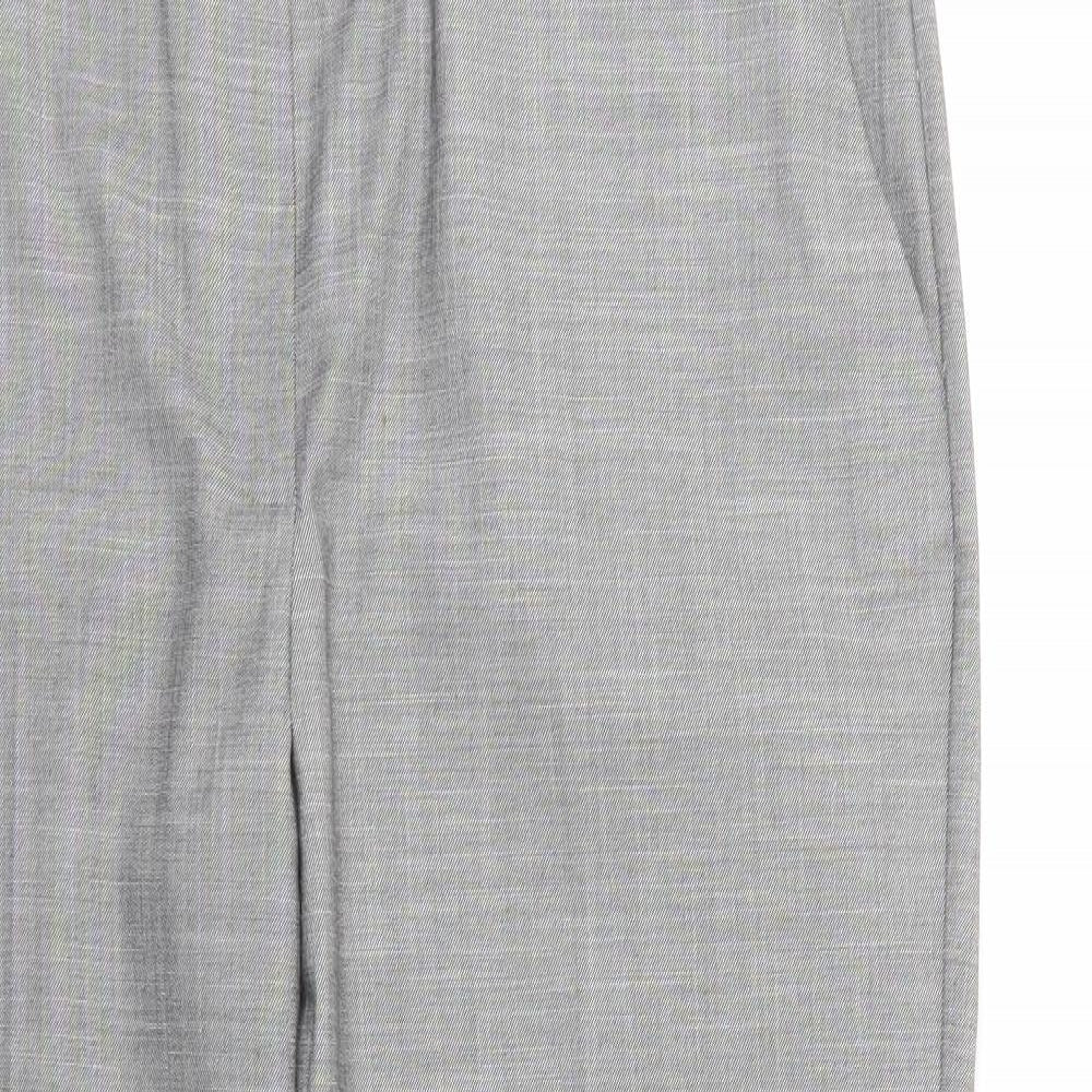 Marks and Spencer Womens Grey  Polyester Dress Pants Trousers Size 16 L28 in Regular Button