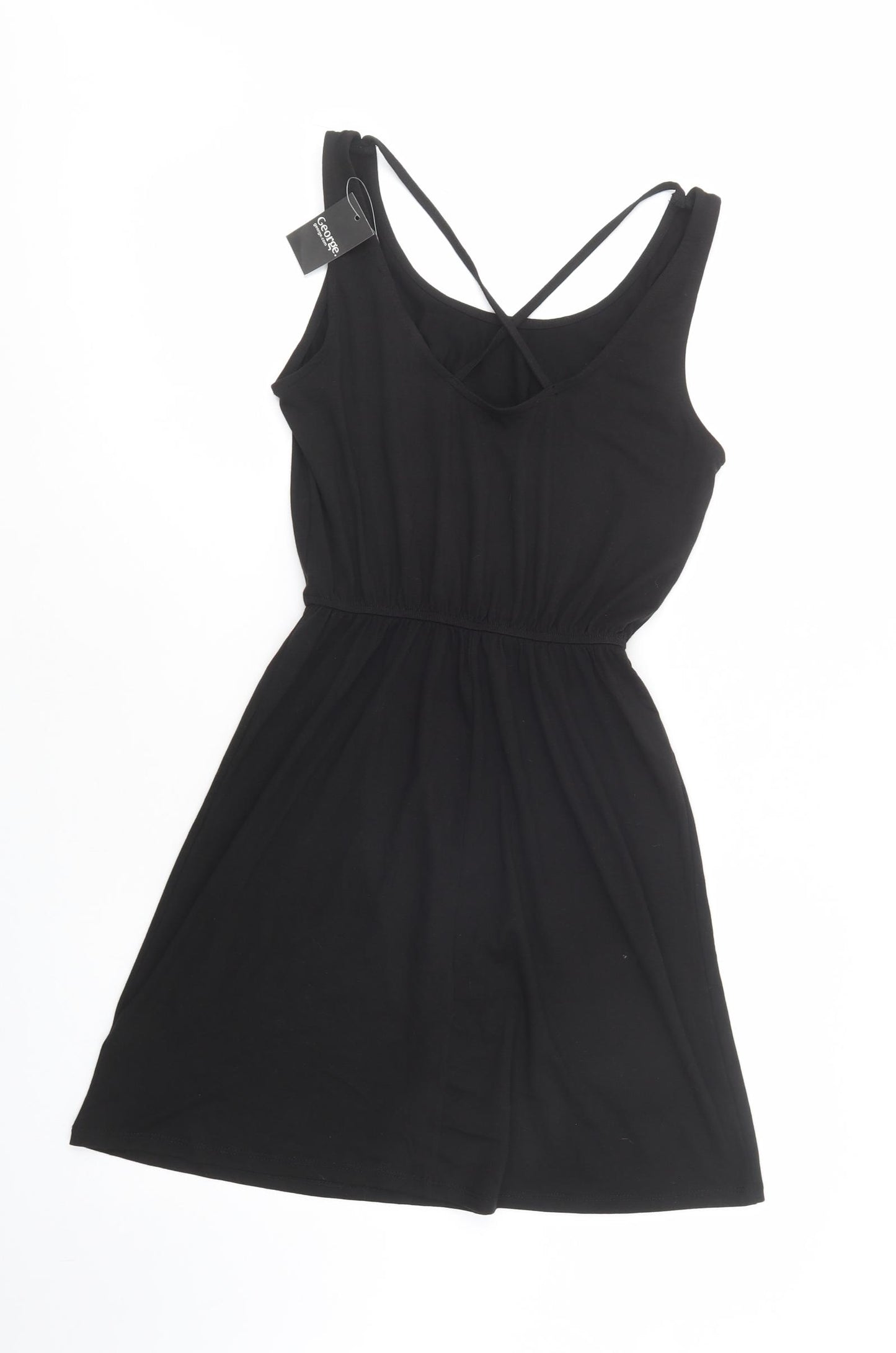 George Womens Black  Polyester Fit & Flare  Size S  Scoop Neck Pullover