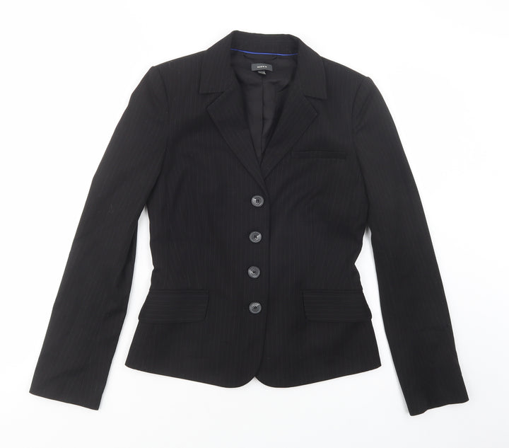 Mexx Womens Black Striped Kimono Blazer Size 8 Button