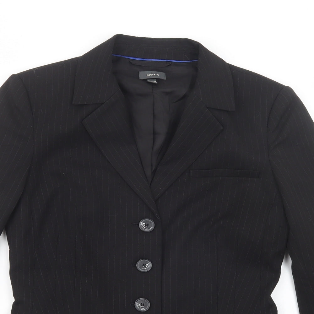 Mexx Womens Black Striped  Kimono Blazer Size 8  Button