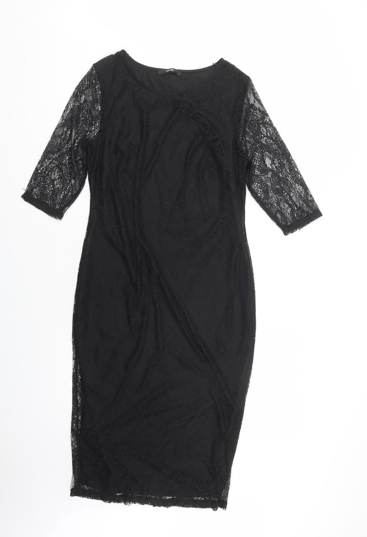 George Womens Black Polyester Bodycon Size 12 Boat Neck Pullover