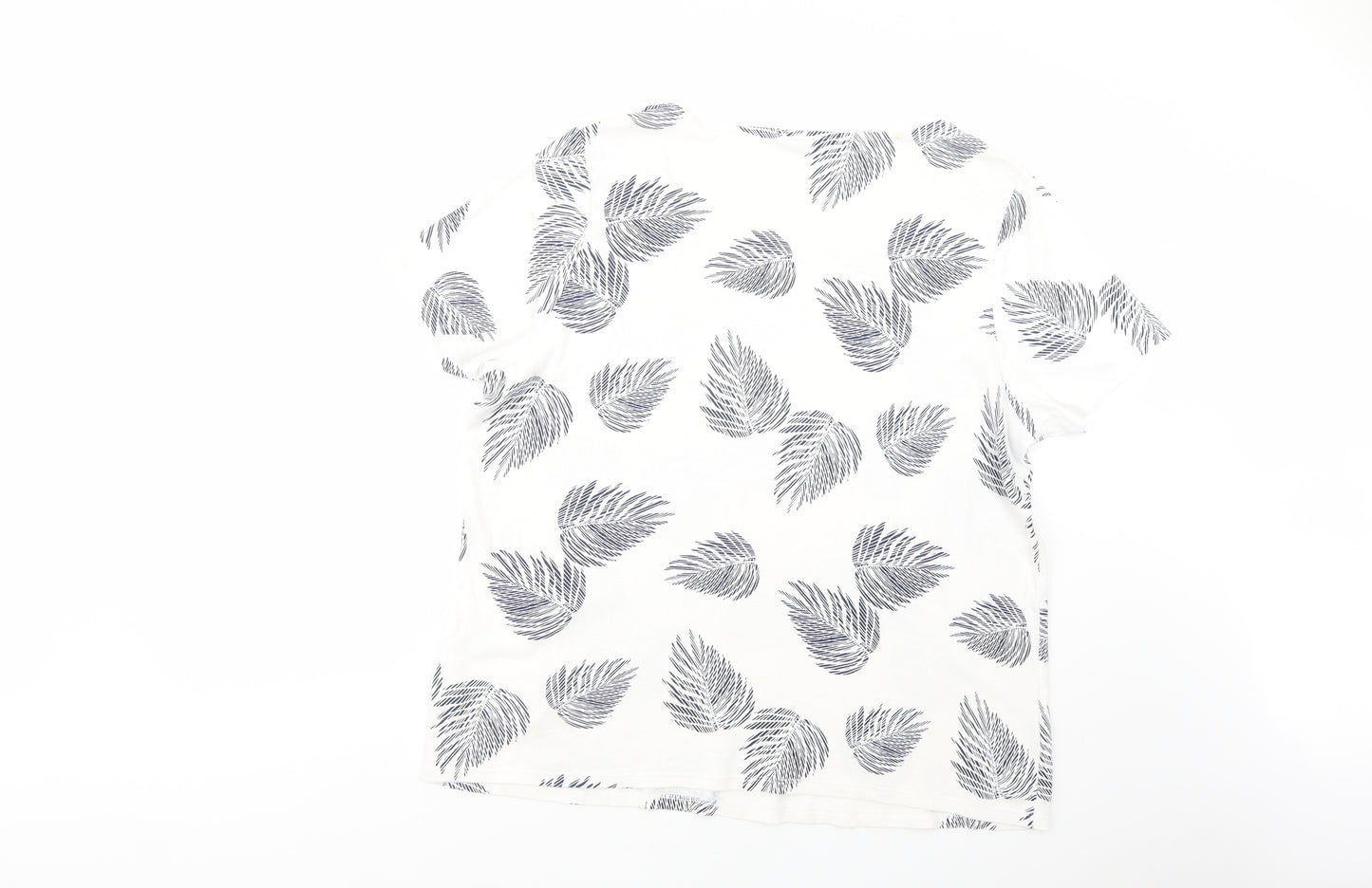 Bonmarché Womens White Floral Cotton Basic T-Shirt Size 24 Square Neck