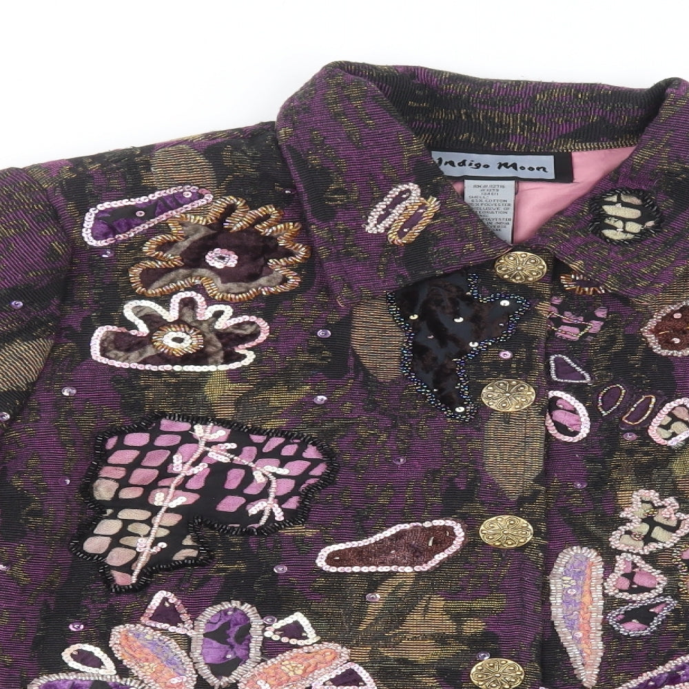 Indigo Moon Womens Purple Floral  Jacket Blazer Size XL  Button