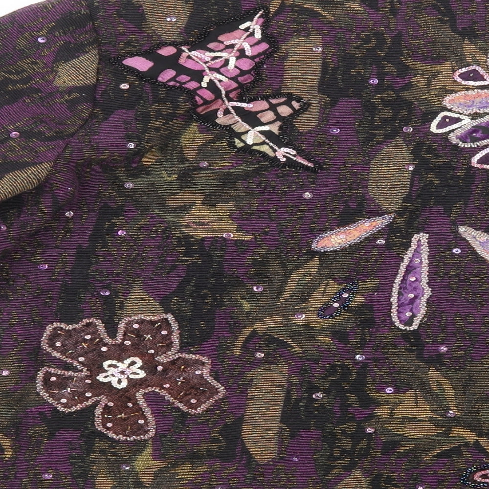 Indigo Moon Womens Purple Floral  Jacket Blazer Size XL  Button