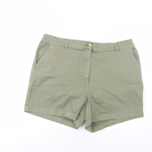 Papaya Womens Green  Cotton Chino Shorts Size 18 L5 in Regular Button