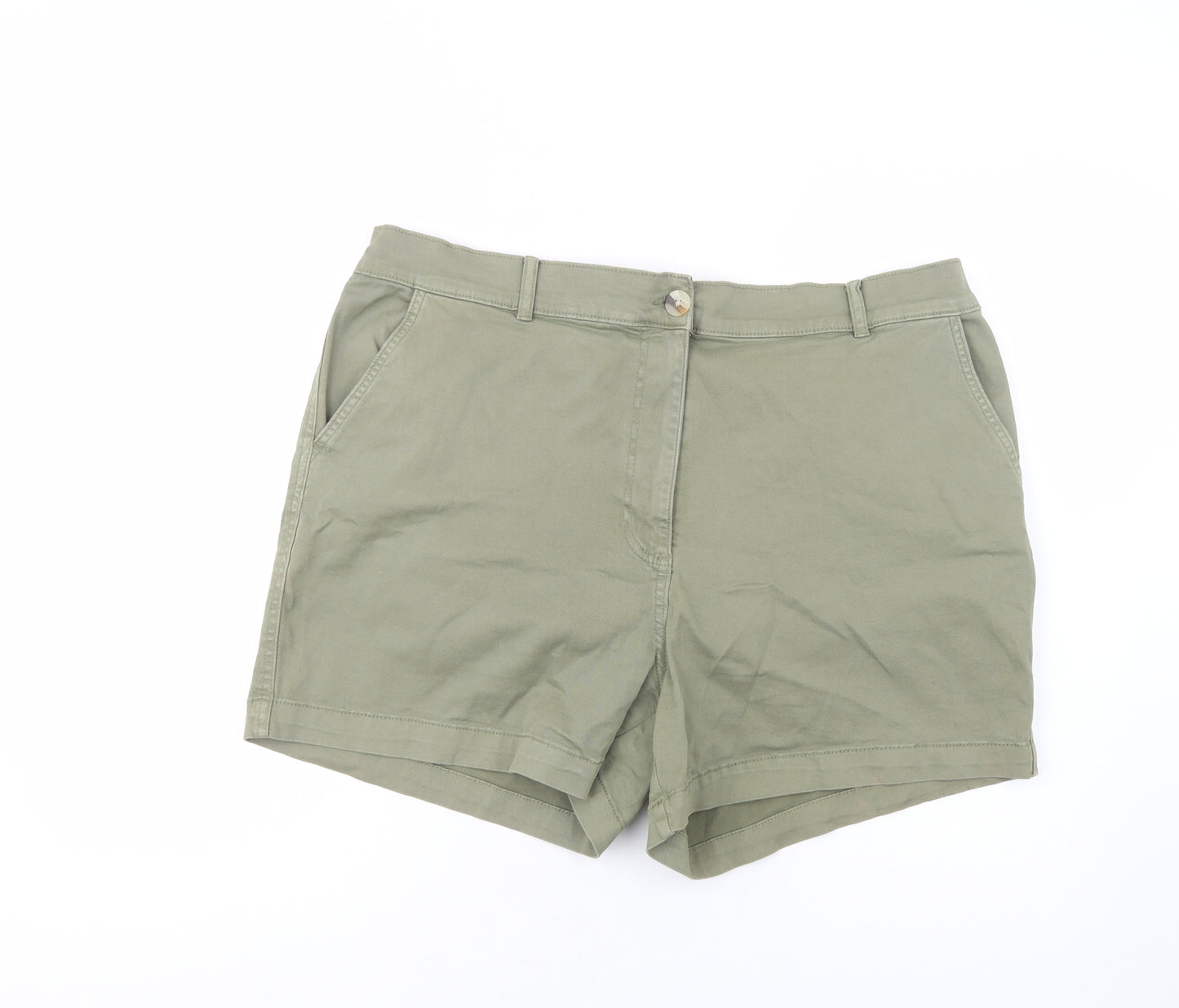Papaya Womens Green  Cotton Chino Shorts Size 18 L5 in Regular Button