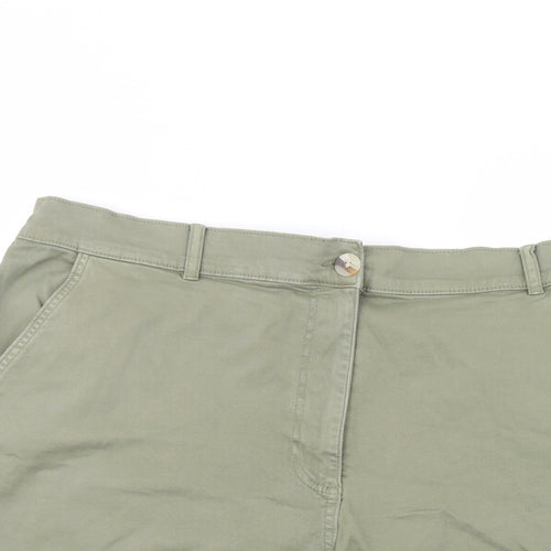 Papaya Womens Green  Cotton Chino Shorts Size 18 L5 in Regular Button