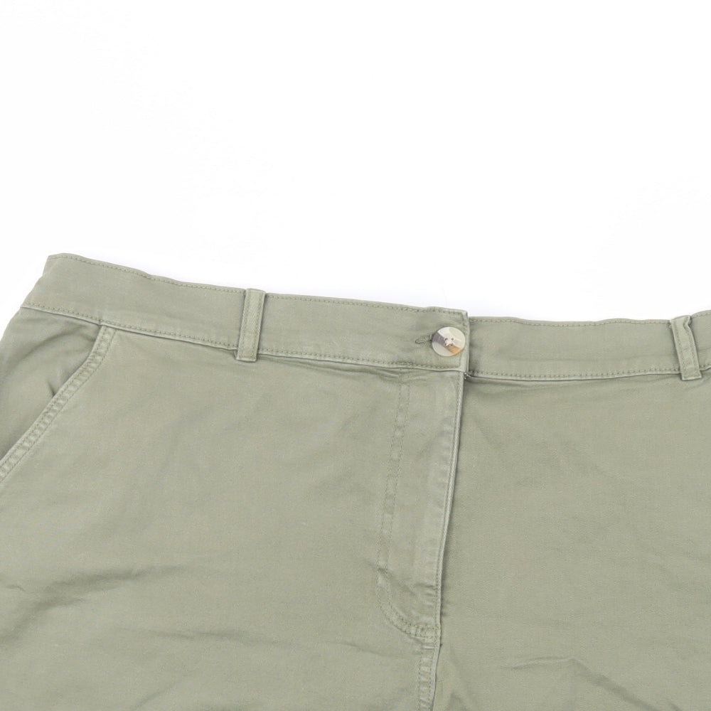 Papaya Womens Green  Cotton Chino Shorts Size 18 L5 in Regular Button