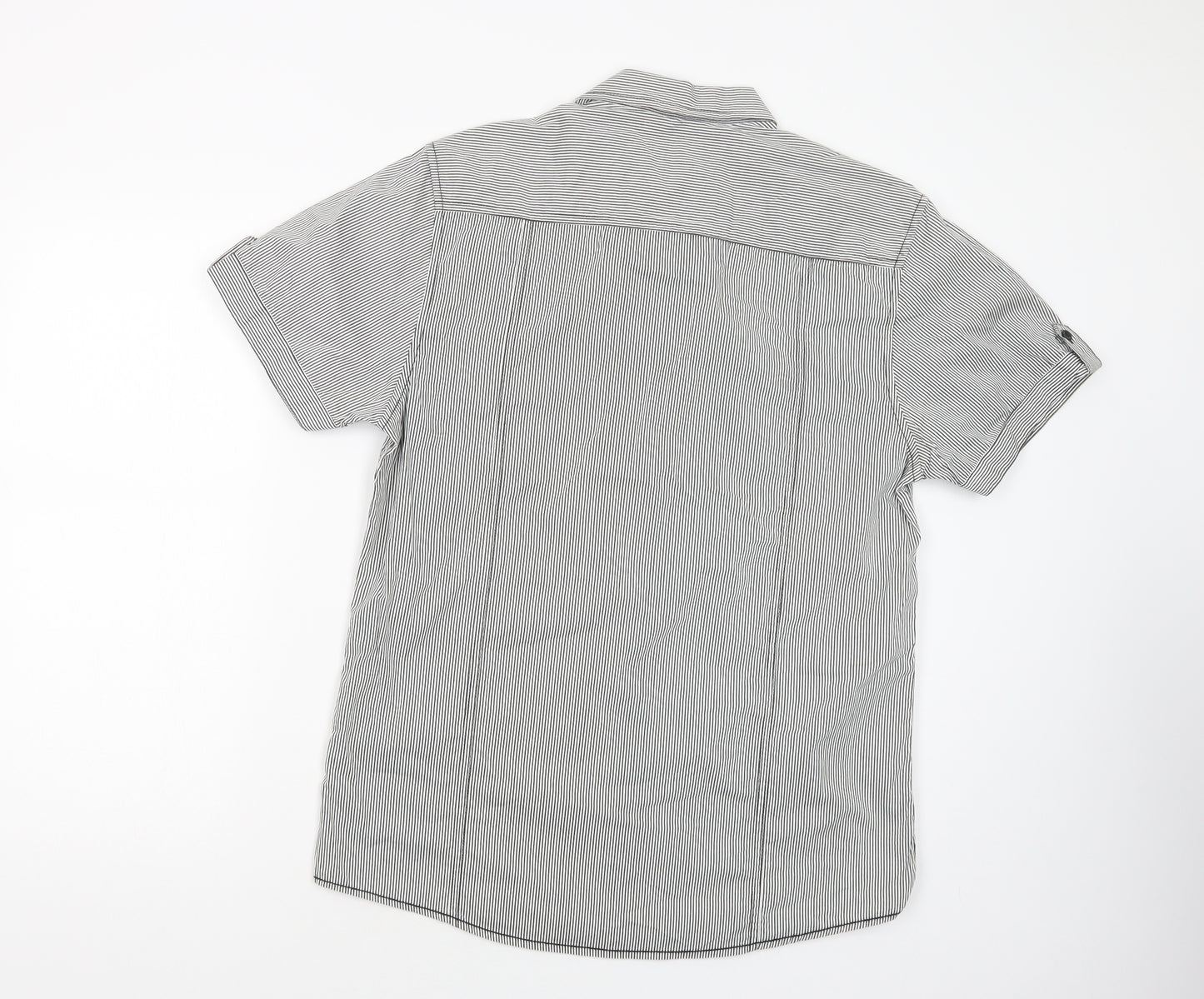 Urban Spirit Mens White Striped Cotton  Button-Up Size M Collared Button