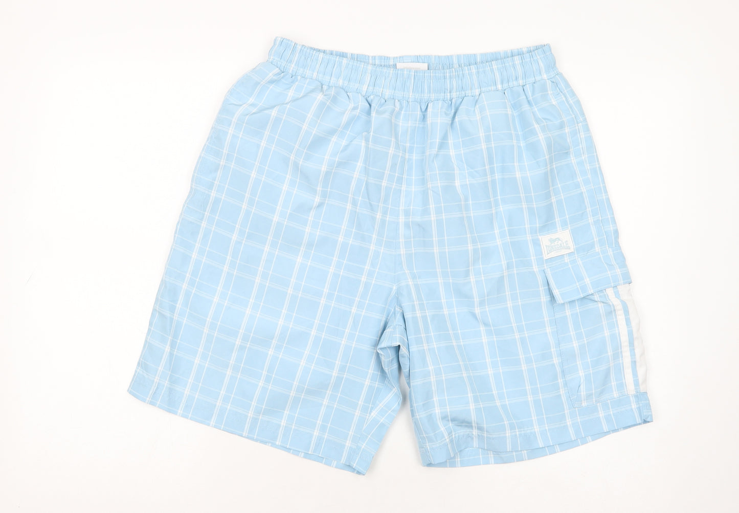 Lonsdale Mens Blue Plaid Polyester Bermuda Shorts Size M L9 in Regular