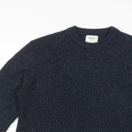 Marks and Spencer Mens Blue Crew Neck  Acrylic Pullover Jumper Size S