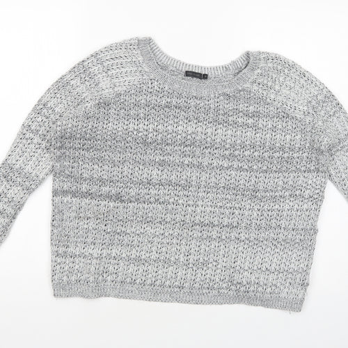 River Island Womens Grey Boat Neck  Cotton Pullover Jumper Size 12