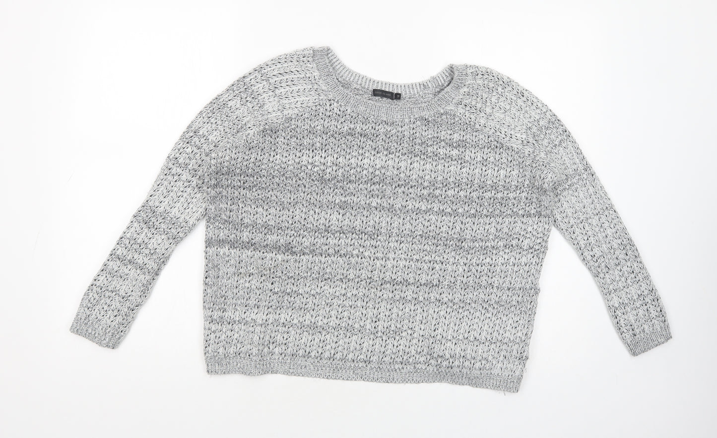 River Island Womens Grey Boat Neck  Cotton Pullover Jumper Size 12