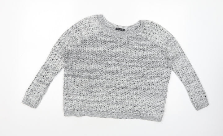 River Island Womens Grey Boat Neck  Cotton Pullover Jumper Size 12