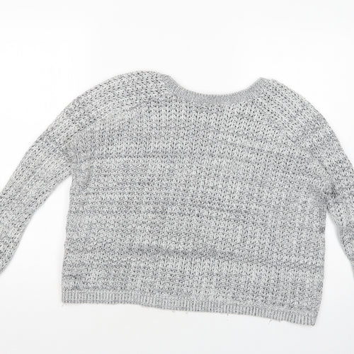 River Island Womens Grey Boat Neck  Cotton Pullover Jumper Size 12