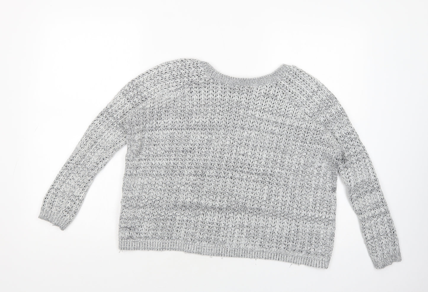 River Island Womens Grey Boat Neck  Cotton Pullover Jumper Size 12