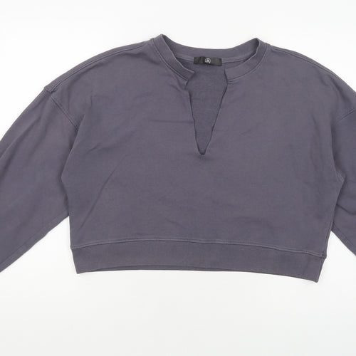 Missguided Womens Grey  Cotton Pullover Sweatshirt Size 8  Pullover - Cropped