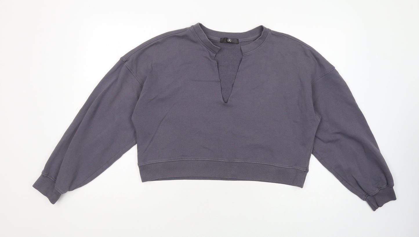 Missguided Womens Grey  Cotton Pullover Sweatshirt Size 8  Pullover - Cropped