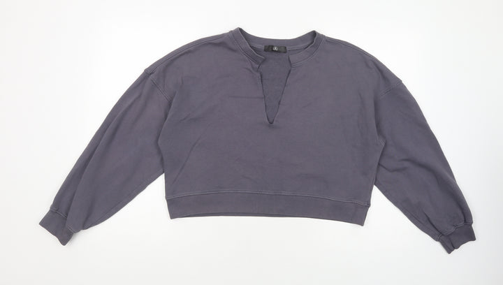 Missguided Womens Grey  Cotton Pullover Sweatshirt Size 8  Pullover - Cropped