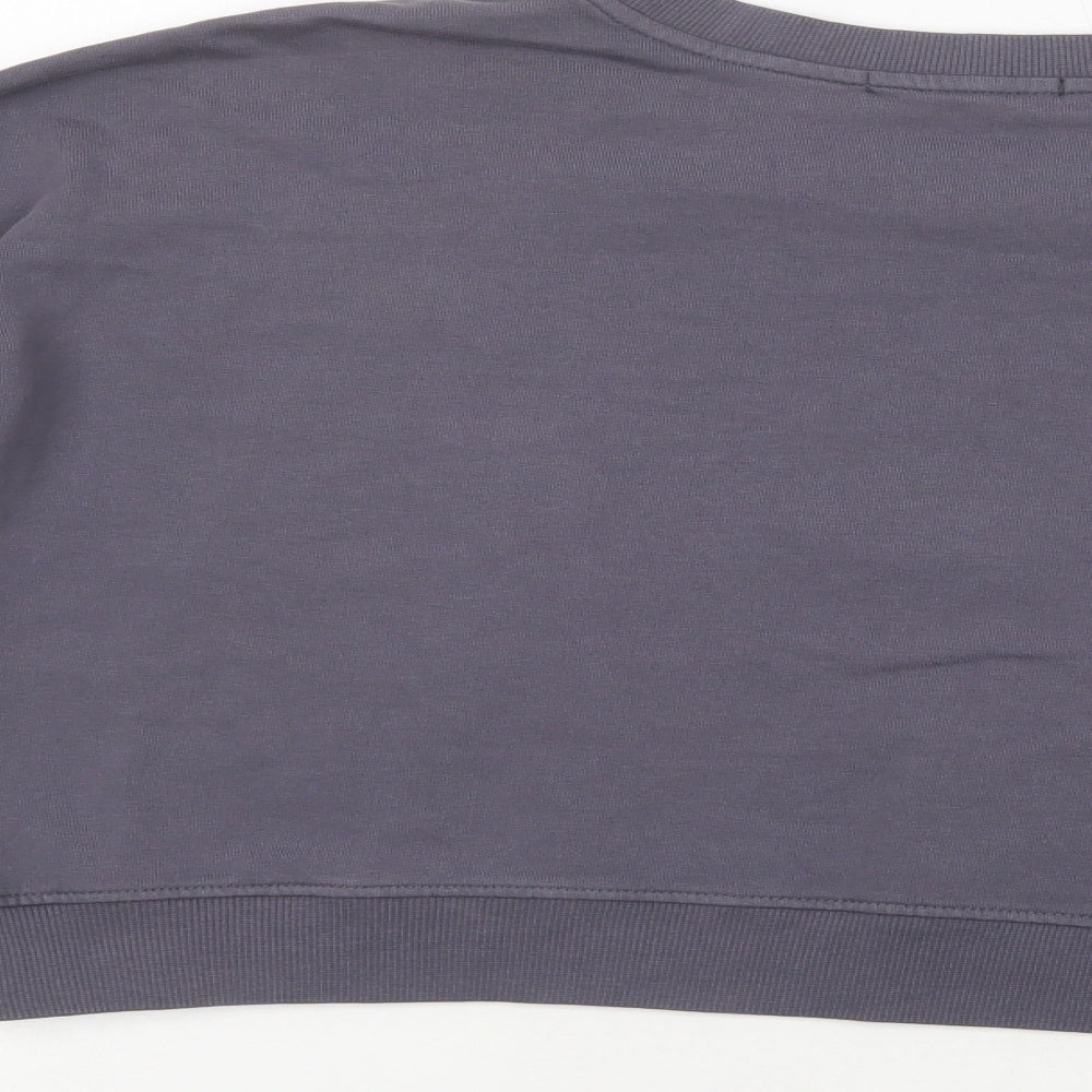 Missguided Womens Grey  Cotton Pullover Sweatshirt Size 8  Pullover - Cropped