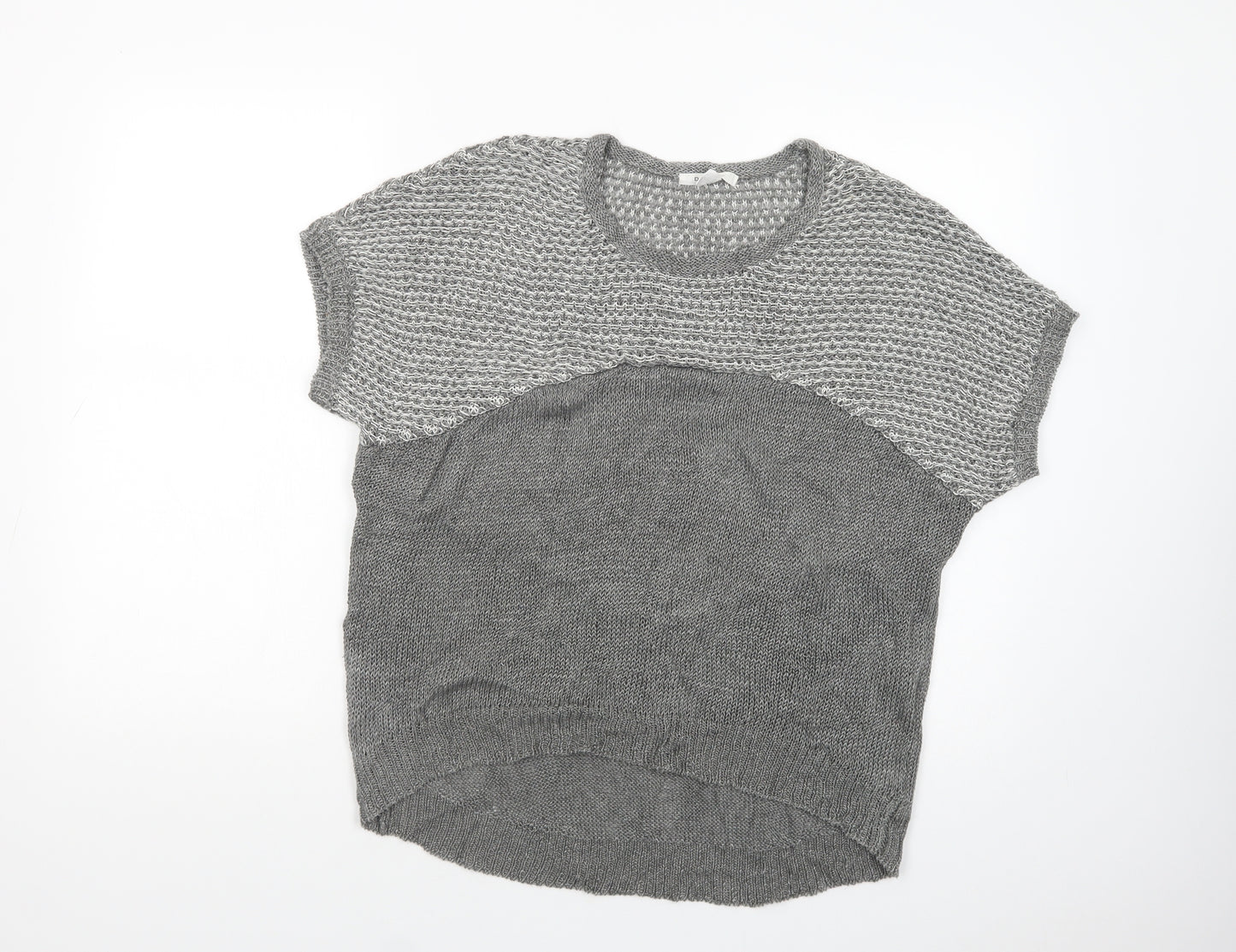 Duffy Womens Grey Scoop Neck  Linen Pullover Jumper Size S
