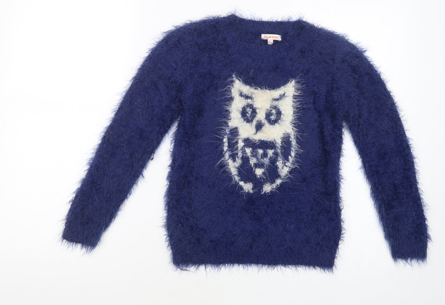Blue Zoo  Girls Blue Crew Neck  Polyester Pullover Jumper Size 9-10 Years  Pullover - Owl
