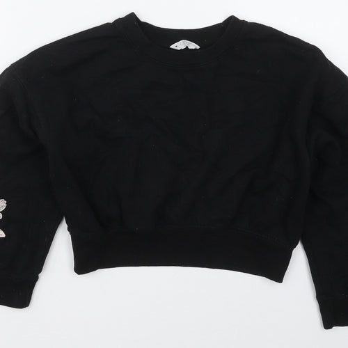 Matalan Girls Black Floral Cotton Pullover Sweatshirt Size 11 Years  Pullover