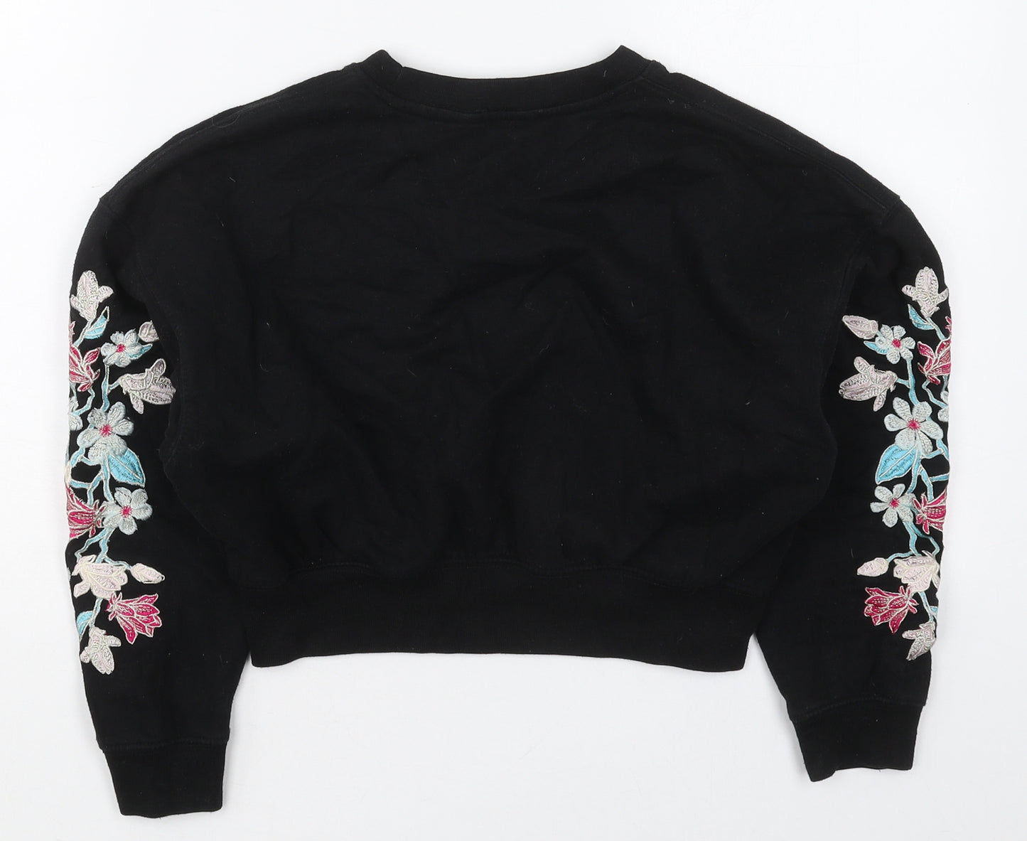 Matalan Girls Black Floral Cotton Pullover Sweatshirt Size 11 Years  Pullover