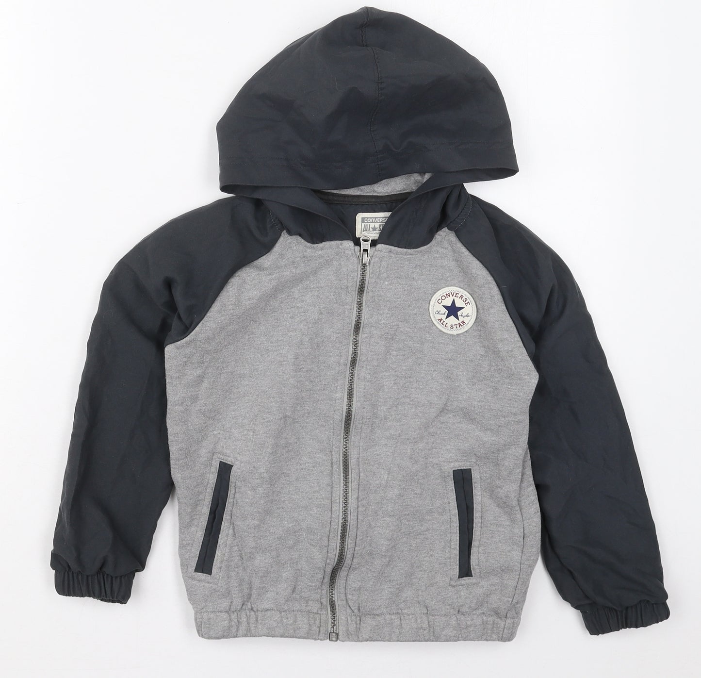 Converse Boys Grey  Cotton Full Zip Hoodie Size 6-7 Years  Zip
