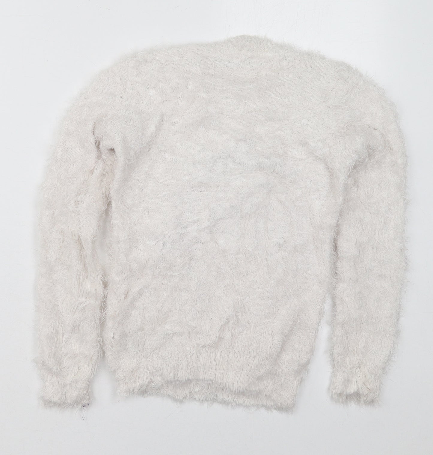 Pep&Co Girls White Crew Neck  Nylon Pullover Jumper Size 8-9 Years  Pullover - Penguin