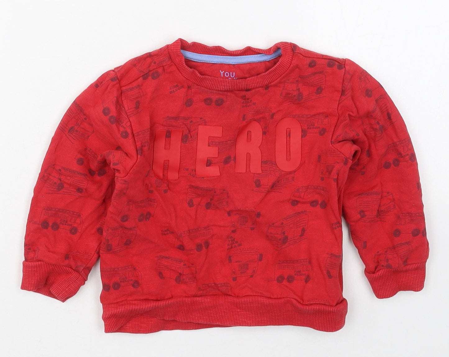 Mothercare Boys Red  Cotton Basic T-Shirt Size 18-24 Months Crew Neck Pullover - Hero