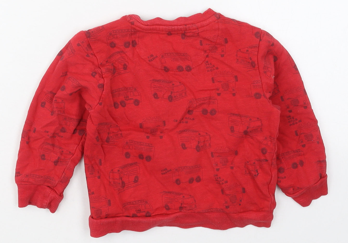 Mothercare Boys Red  Cotton Basic T-Shirt Size 18-24 Months Crew Neck Pullover - Hero
