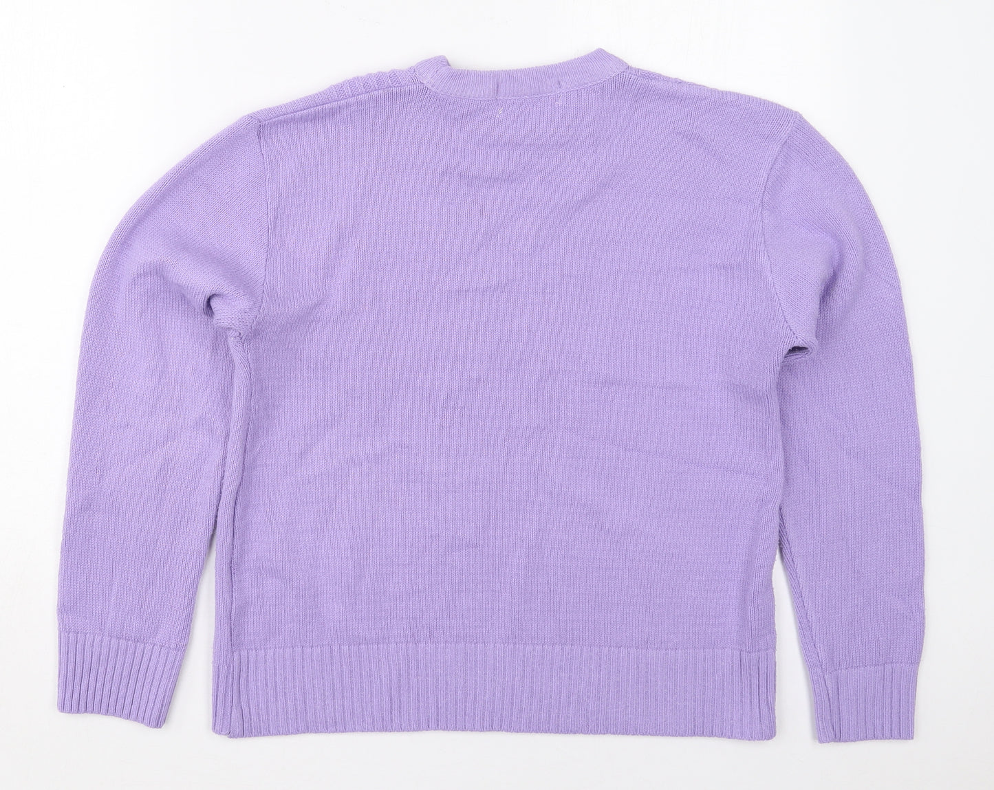 Pure & Natural Womens Purple Crew Neck  Acrylic Pullover Jumper Size M