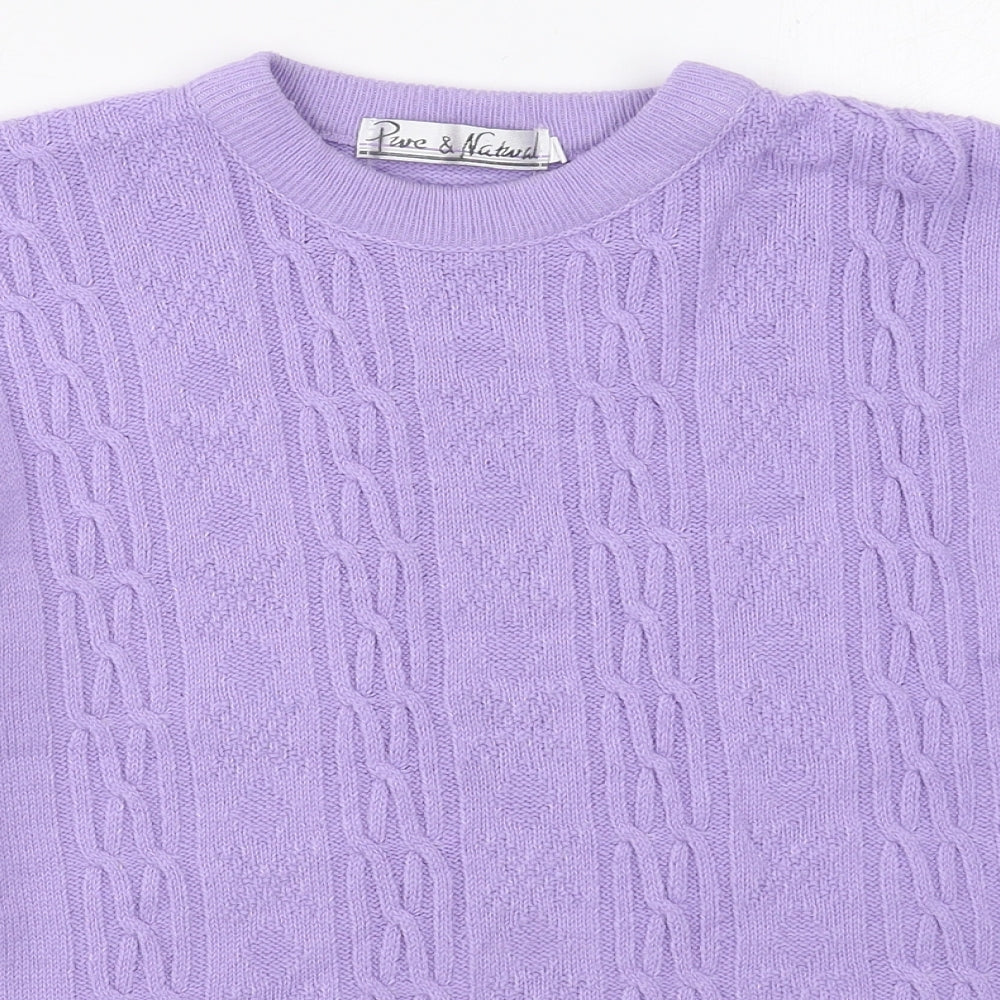 Pure & Natural Womens Purple Crew Neck  Acrylic Pullover Jumper Size M