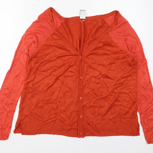 B.C. Best Connections Womens Orange V-Neck  Viscose Cardigan Jumper Size 14