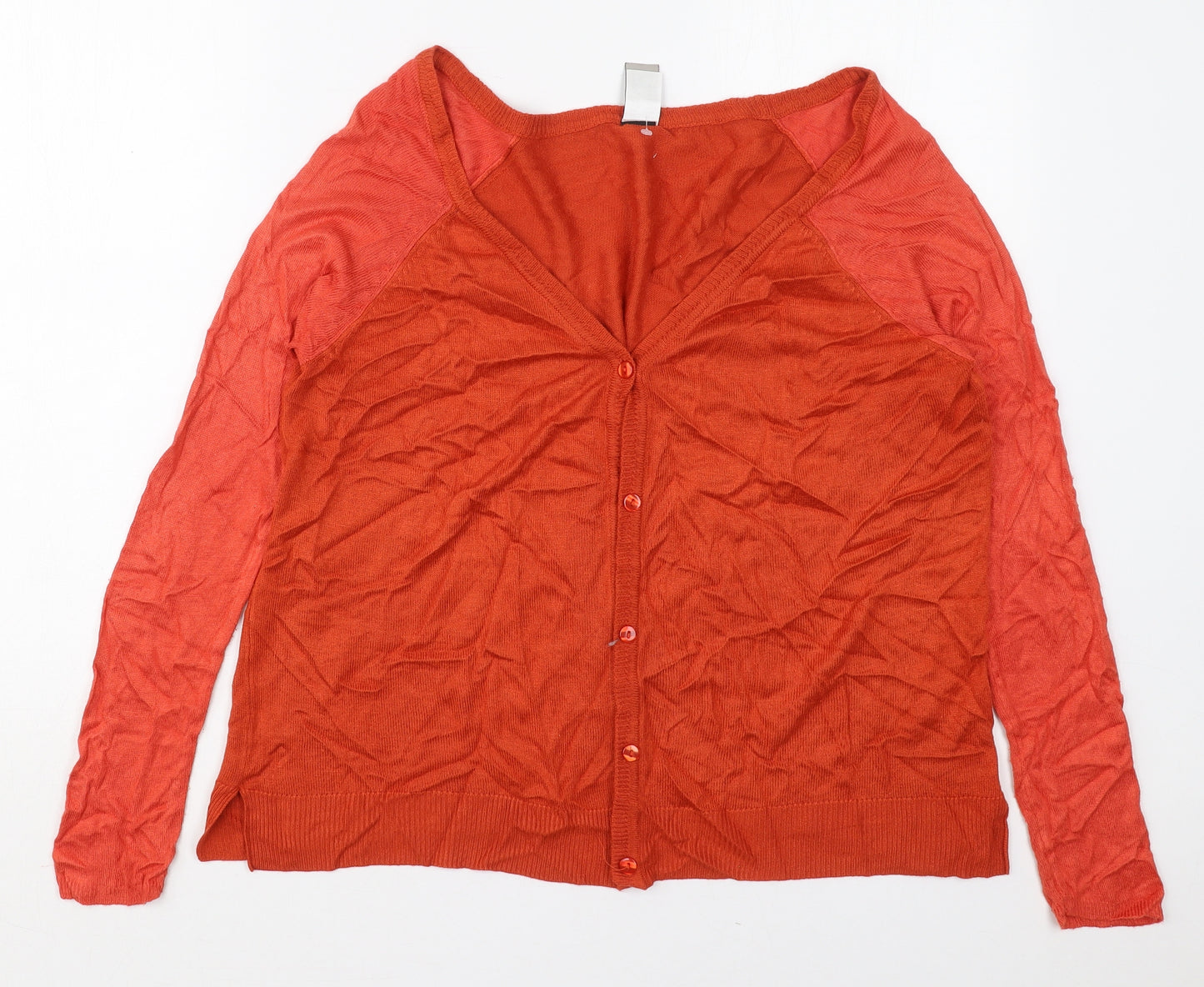 B.C. Best Connections Womens Orange V-Neck  Viscose Cardigan Jumper Size 14