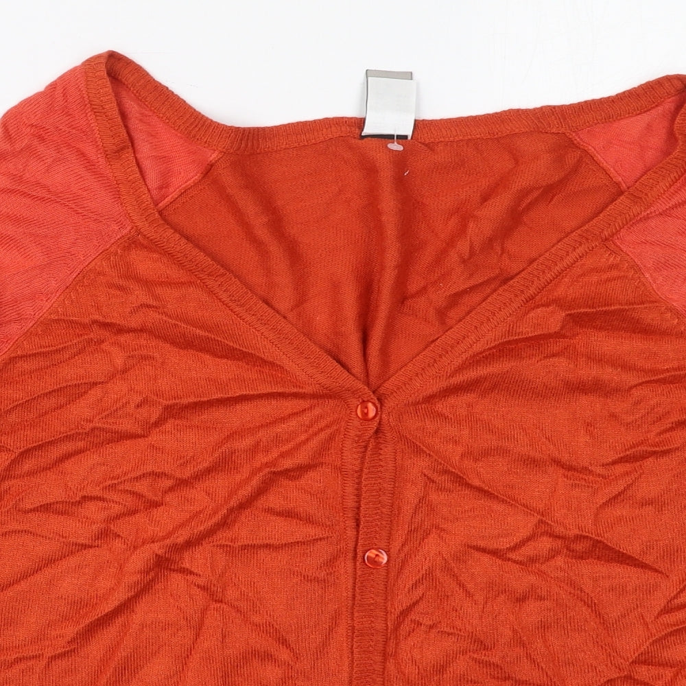 B.C. Best Connections Womens Orange V-Neck  Viscose Cardigan Jumper Size 14