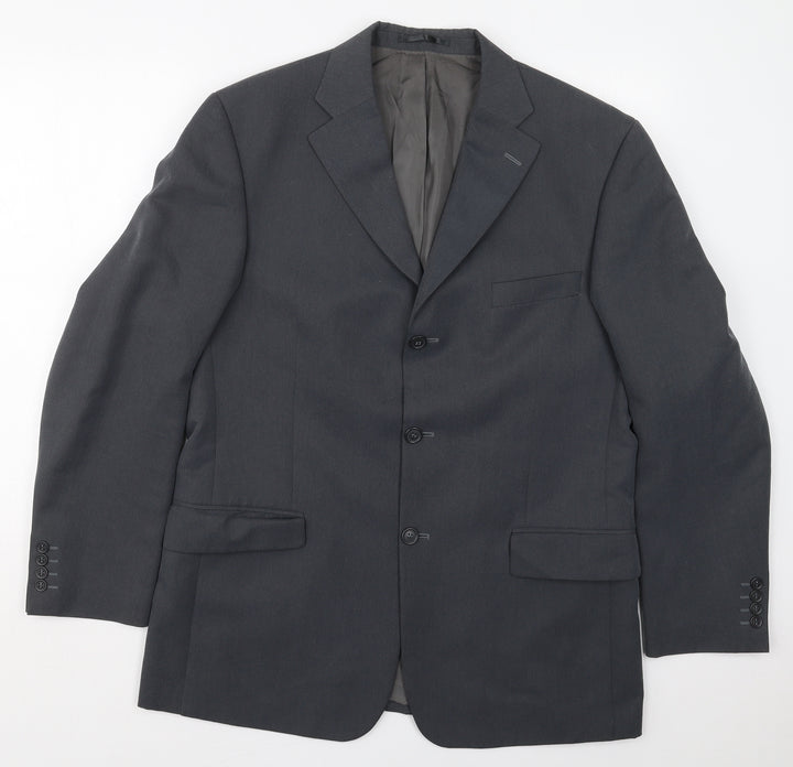Eddy Taylor Mens Grey Polyester Jacket Suit Jacket Size 42