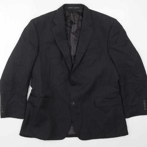HR Tailoring Mens Grey Striped Wool Jacket Suit Jacket Size 42